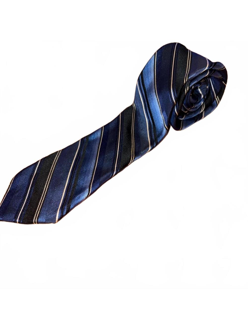Pronto Uomo Blue and Black Striped Silk Tie